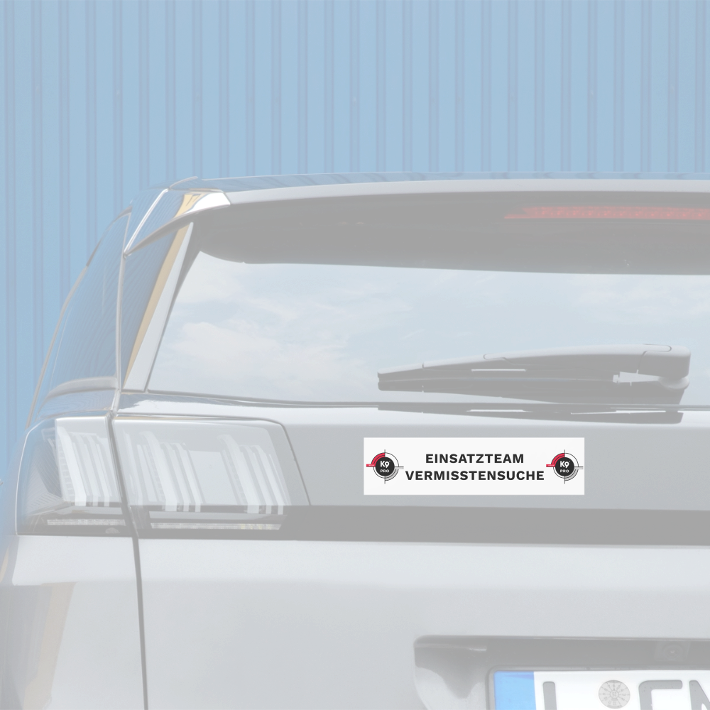 K9 PRO Car-Sticker "K9 PRO Einsatzteam Vermisstensuche" - Mattweiß