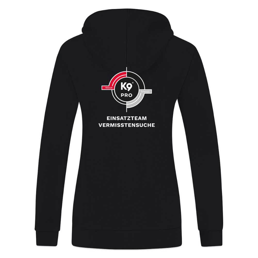 K9 PRO ORGANIC Hoodie-Jacket "K9 PRO Einsatzteam Vermisstensuche" WOMEN edition - Schwarz