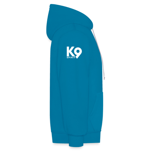 K9 Bicolor-Hoodie "DOG on a MISSION" - Pfauenblau/Grau meliert