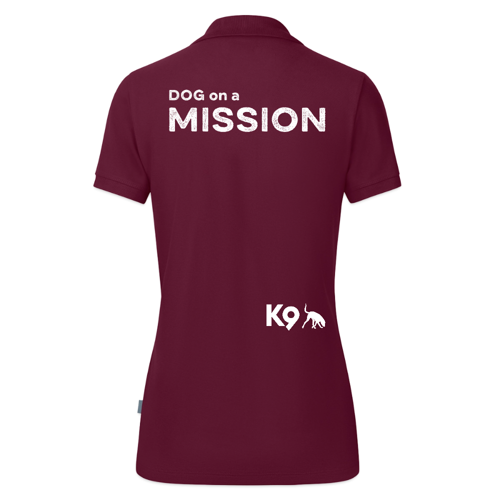 K9 ORGANIC Polo-Shirt "on a MISSION TOGETHER" WOMEN edition - Weinrot