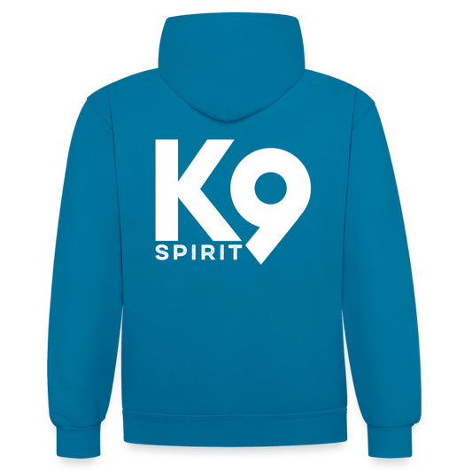 K9 Bicolor-Hoodie "on a MISSION TOGETHER" - Pfauenblau/Grau meliert