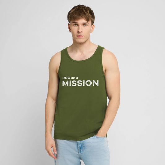 K9 PREMIUM Organic Tank-Top „DOG on a MISSION“ MEN edition - Khaki