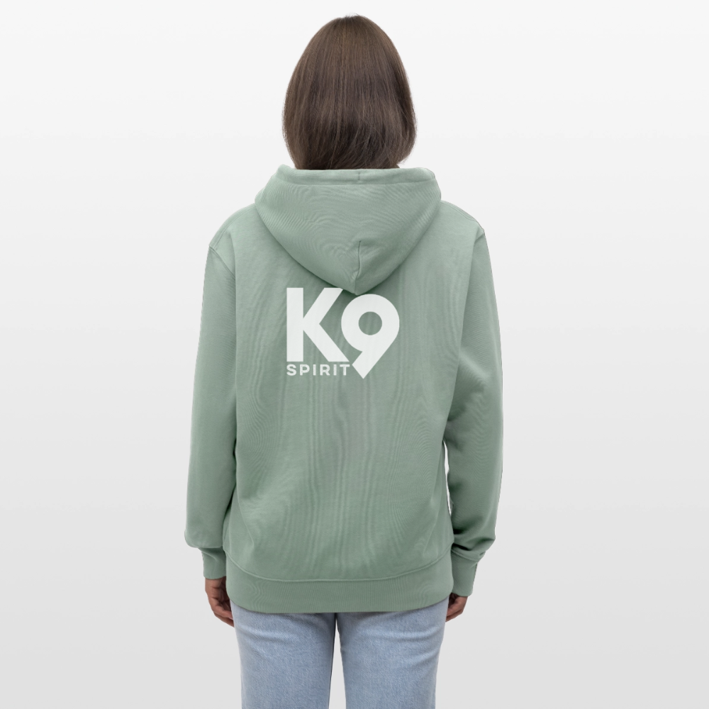 K9 Organic-Hoodyjacket "DOG on a MISSION" - Helles Graugrün
