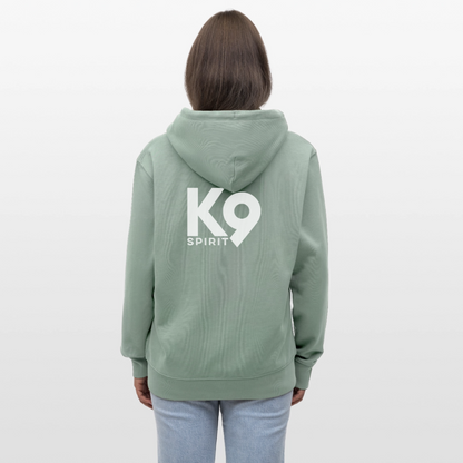 K9 Organic-Hoodyjacket "DOG on a MISSION" - Helles Graugrün