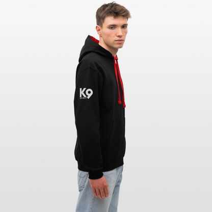 K9 Bicolor-Hoodie "DOG on a MISSION" - Schwarz/Rot