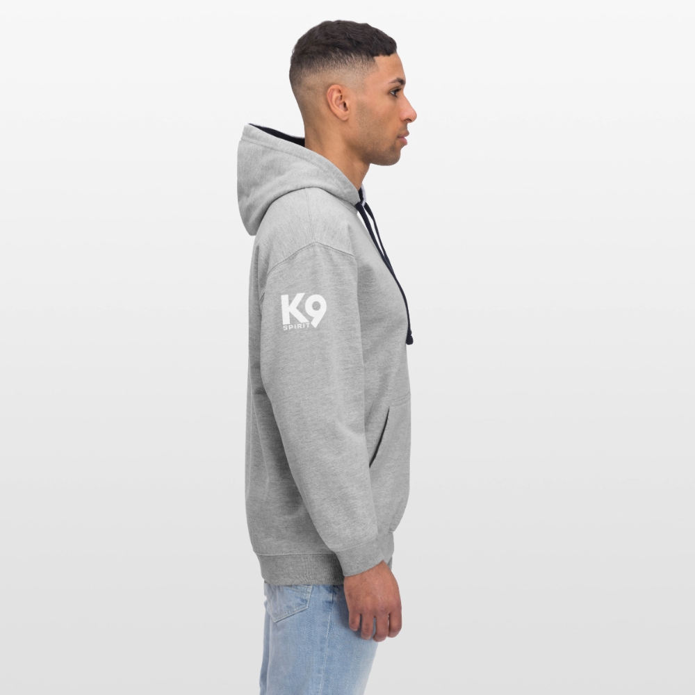 K9 Bicolor-Hoodie "on a MISSION TOGETHER" - Grau meliert/Navy