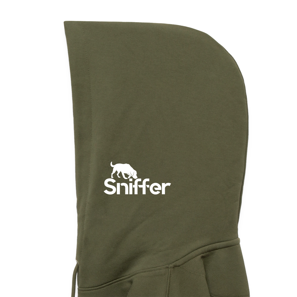 Sniffer ORGANIC  Premium-Hoodie „BORN to track“  UNISEX edition - Khaki Grün