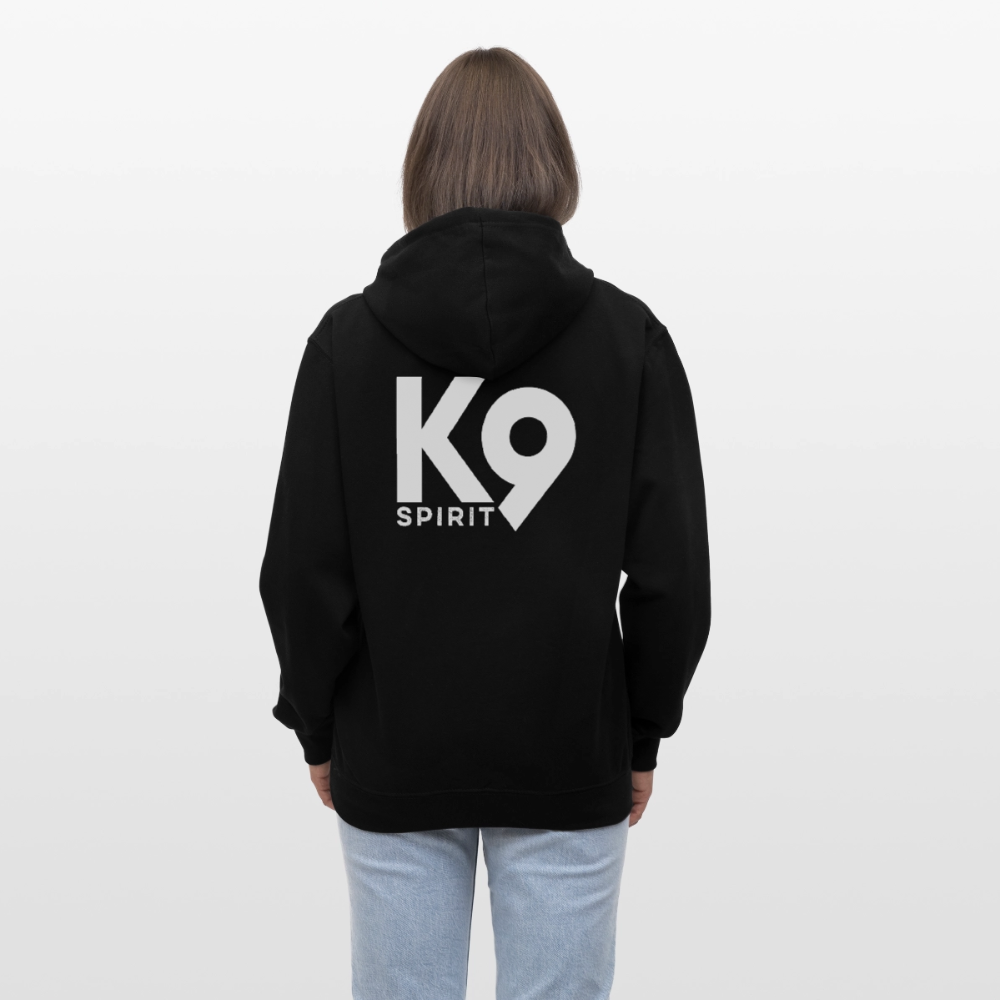 K9 Bicolor-Hoodie "DOG on a MISSION" - Schwarz/Grau meliert