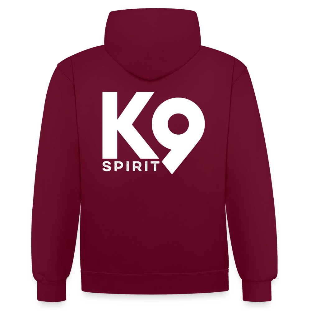 K9 Bicolor-Hoodie "on a MISSION TOGETHER" - Weinrot/Anthrazit