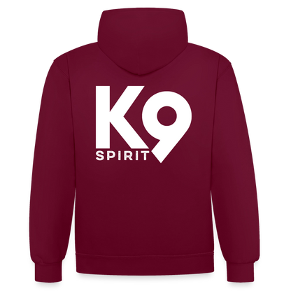 K9 Bicolor-Hoodie "on a MISSION TOGETHER" - Weinrot/Anthrazit