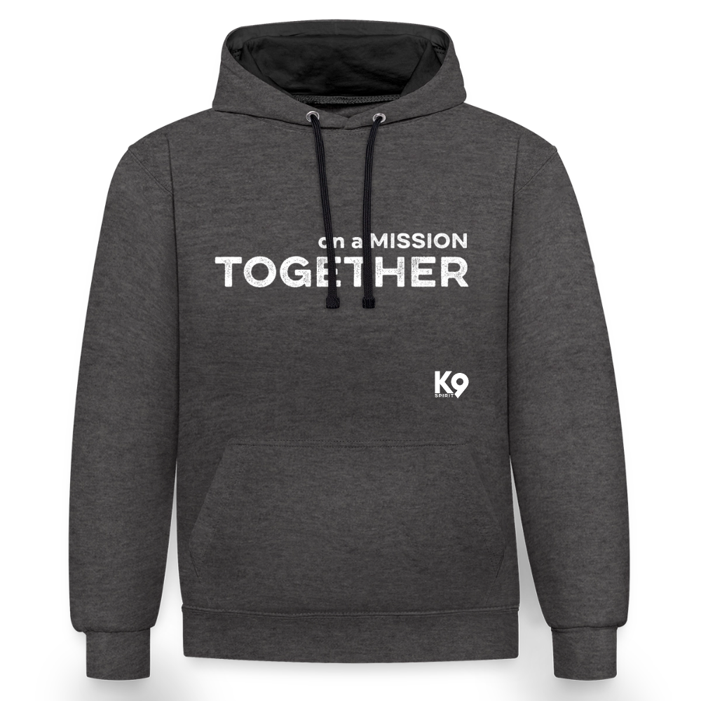 K9 Bicolor-Hoodie "on a MISSION TOGETHER" - Anthrazit/Schwarz