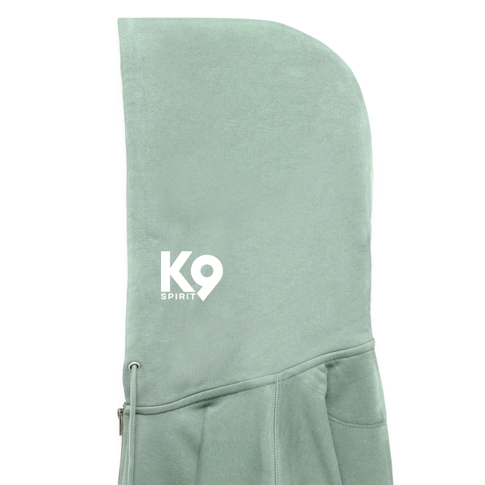 K9 Organic-Hoodyjacket "DOG on a MISSION" - Helles Graugrün