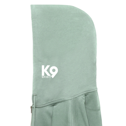 K9 Organic-Hoodyjacket "DOG on a MISSION" - Helles Graugrün