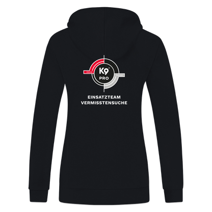 K9 PRO ORGANIC Hoodie-Jacket "K9 PRO Einsatzteam Vermisstensuche" WOMEN edition - Schwarz