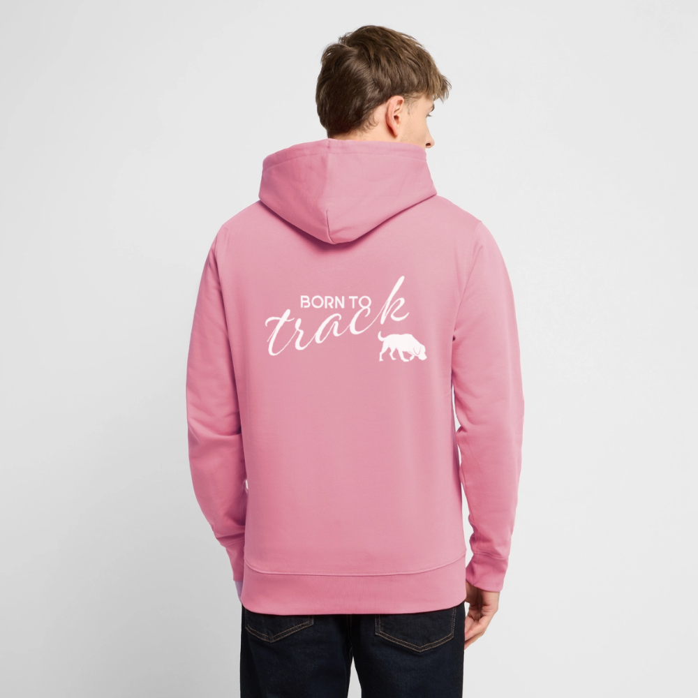 Sniffer ORGANIC  Premium-Hoodie „BORN to track“  UNISEX edition - Lila Traum