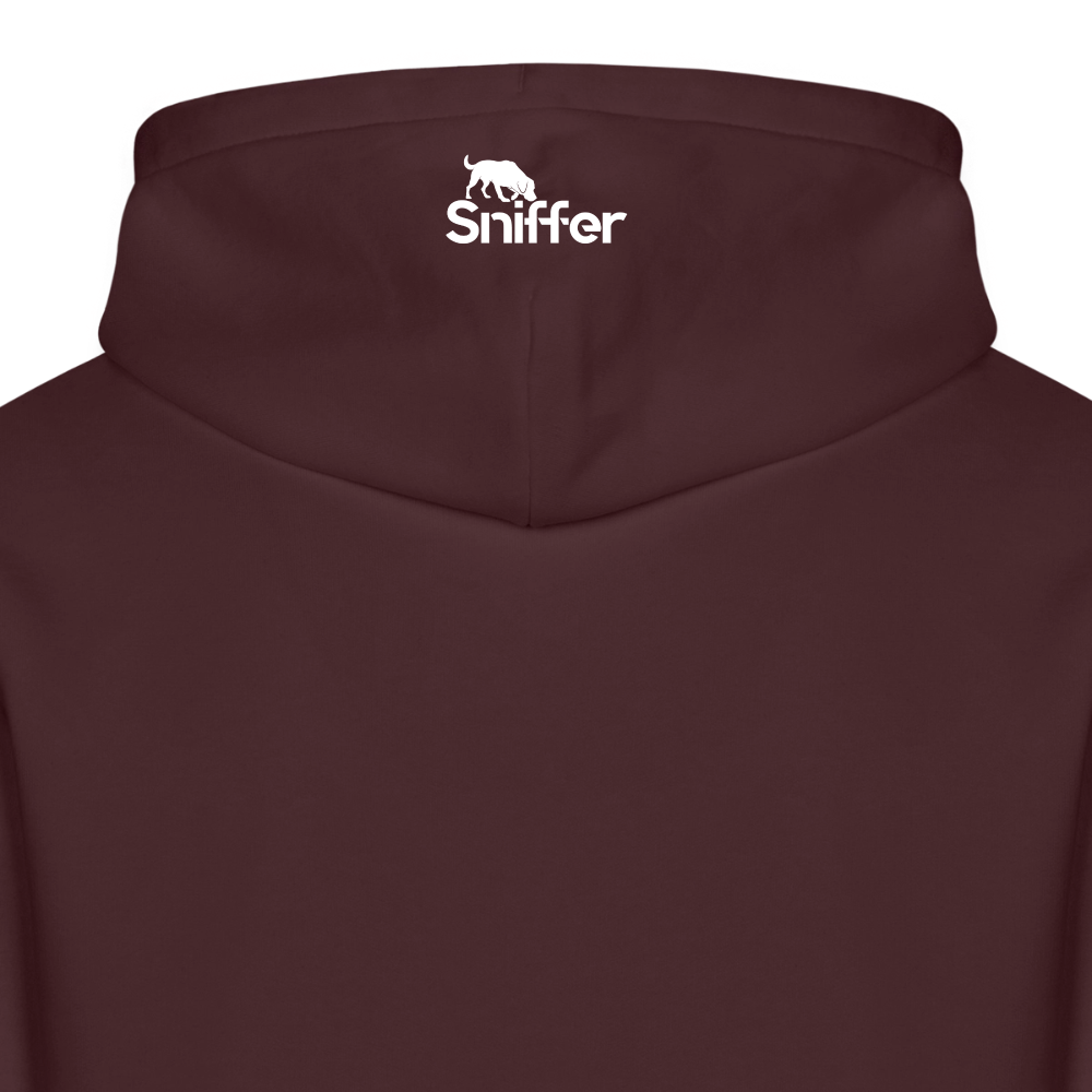 Sniffer ORGANIC  Premium-Hoodie „BORN to track“  UNISEX edition - Maroon