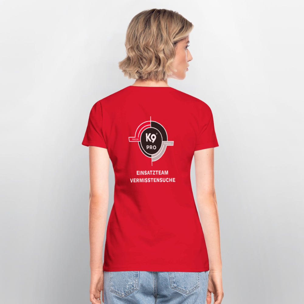 K9 PRO Premium-Shirt mit V-Ausschnitt "K9 PRO Vermisstensuche" WOMEN edition - Rot