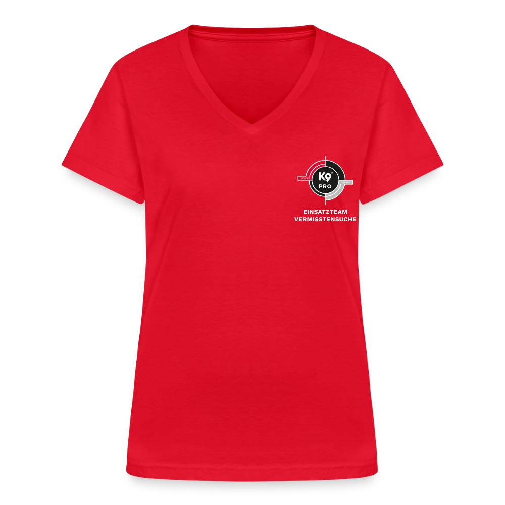 K9 PRO Premium-Shirt mit V-Ausschnitt "K9 PRO Vermisstensuche" WOMEN edition - Rot