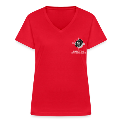 K9 PRO Premium-Shirt mit V-Ausschnitt "K9 PRO Vermisstensuche" WOMEN edition - Rot