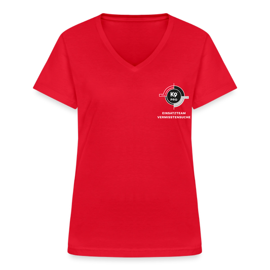 K9 PRO Premium-Shirt mit V-Ausschnitt "K9 PRO Vermisstensuche" WOMEN edition - Rot