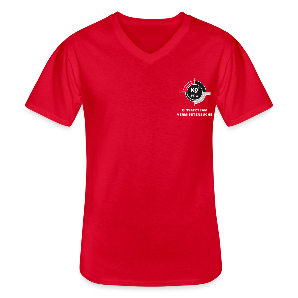 K9 PRO Premium-Shirt mit V-Ausschnitt "K9 PRO Vermisstensuche" MEN edition - Rot
