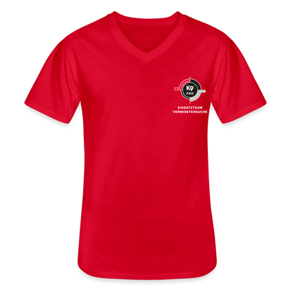 K9 PRO Premium-Shirt mit V-Ausschnitt "K9 PRO Vermisstensuche" MEN edition - Rot