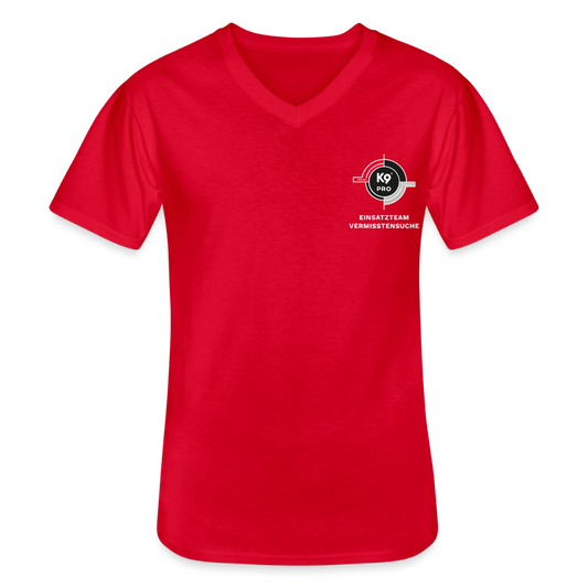 K9 PRO Premium-Shirt mit V-Ausschnitt "K9 PRO Vermisstensuche" MEN edition - Rot