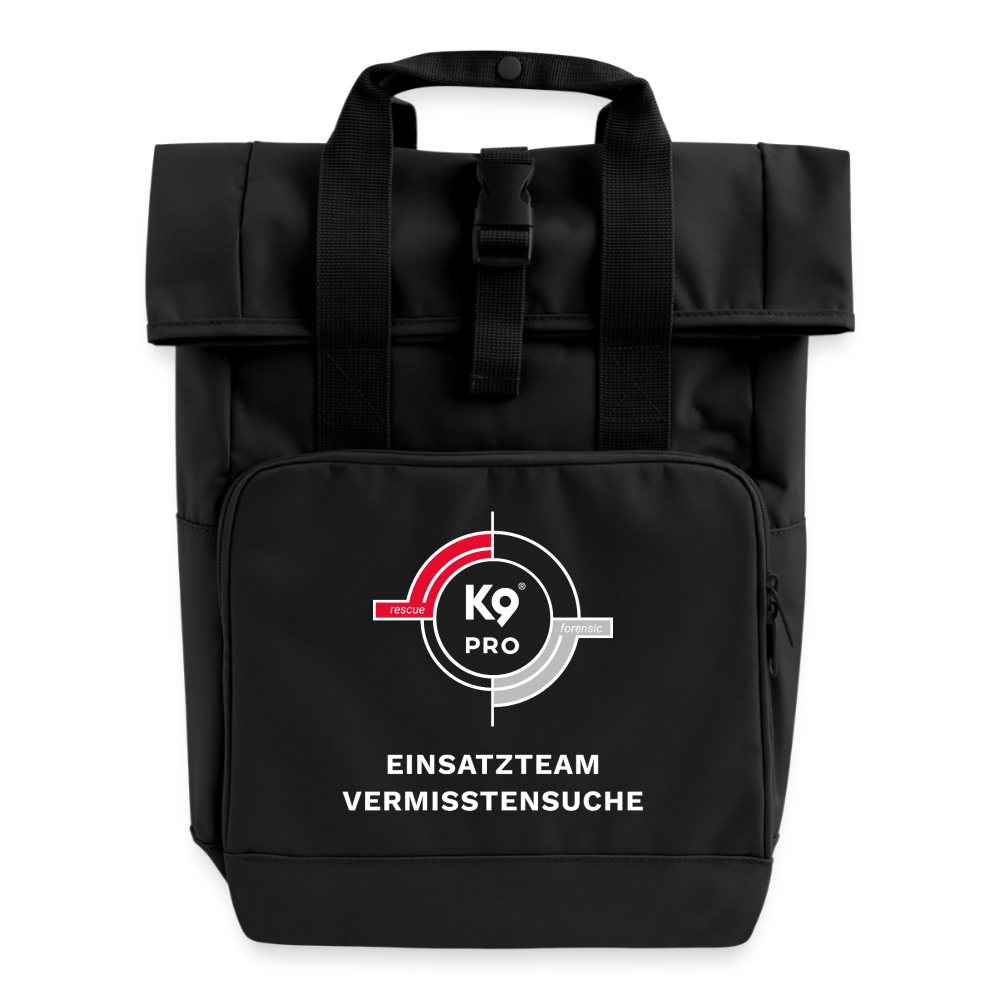 K9 PRO Rolltop-Einsatzrucksack „Einsatzteam Vermisstensuche“ - Schwarz