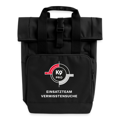 K9 PRO Rolltop-Einsatzrucksack „Einsatzteam Vermisstensuche“ - Schwarz