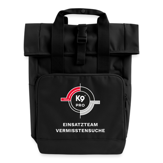 K9 PRO Rolltop-Einsatzrucksack „Einsatzteam Vermisstensuche“ - Schwarz
