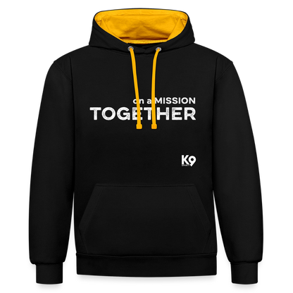 K9 Bicolor-Hoodie "on a MISSION TOGETHER" - Schwarz/Gold