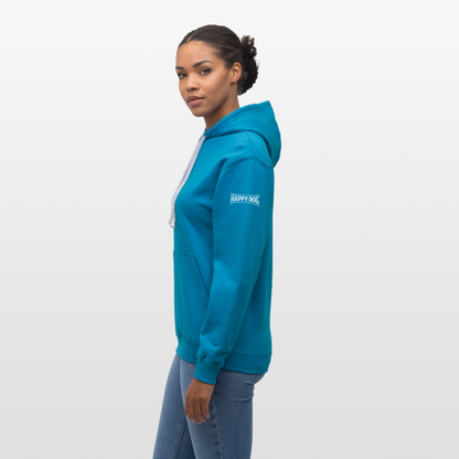 K9 Bicolor-Hoodie "on a MISSION TOGETHER" - Pfauenblau/Grau meliert