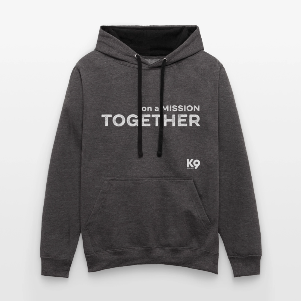 K9 Bicolor-Hoodie "on a MISSION TOGETHER" - Anthrazit/Schwarz