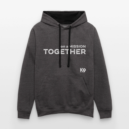 K9 Bicolor-Hoodie "on a MISSION TOGETHER" - Anthrazit/Schwarz