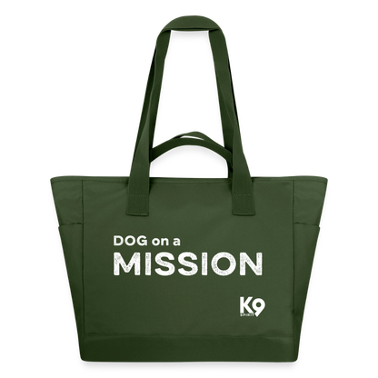 K9  WATER-REPELLENT Padded-Bag "DOG on a MISSION" - Tannengrün