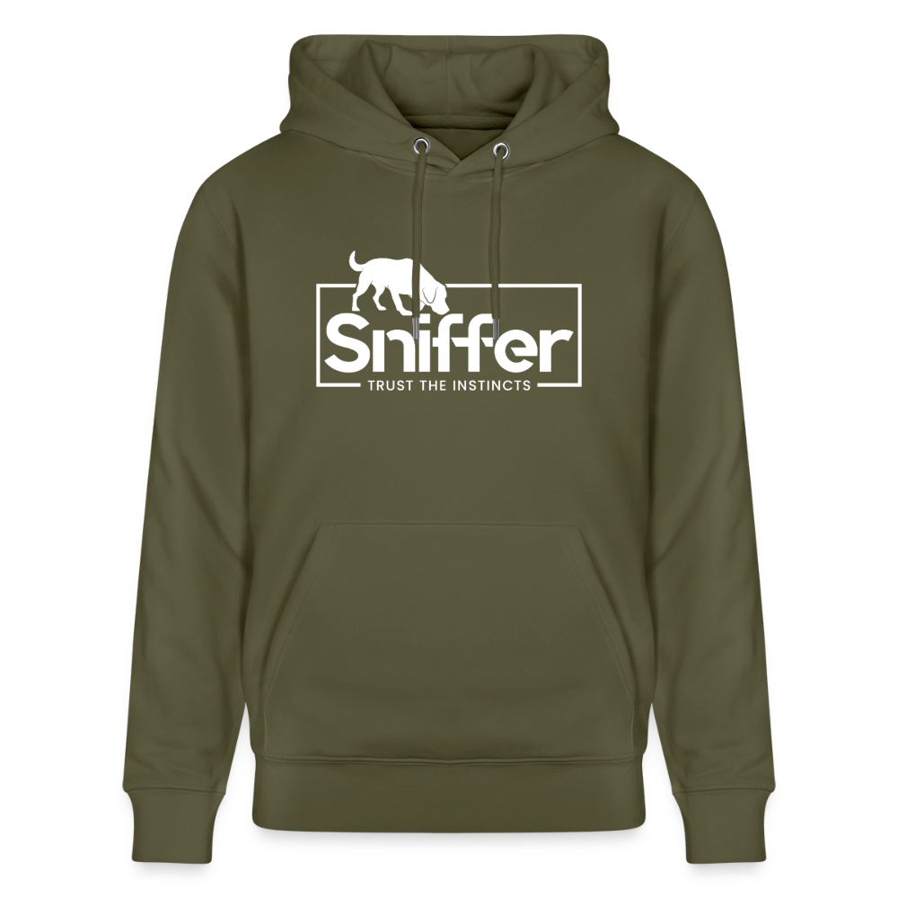 Sniffer ORGANIC  Premium-Hoodie „BORN to track“  UNISEX edition - Khaki Grün