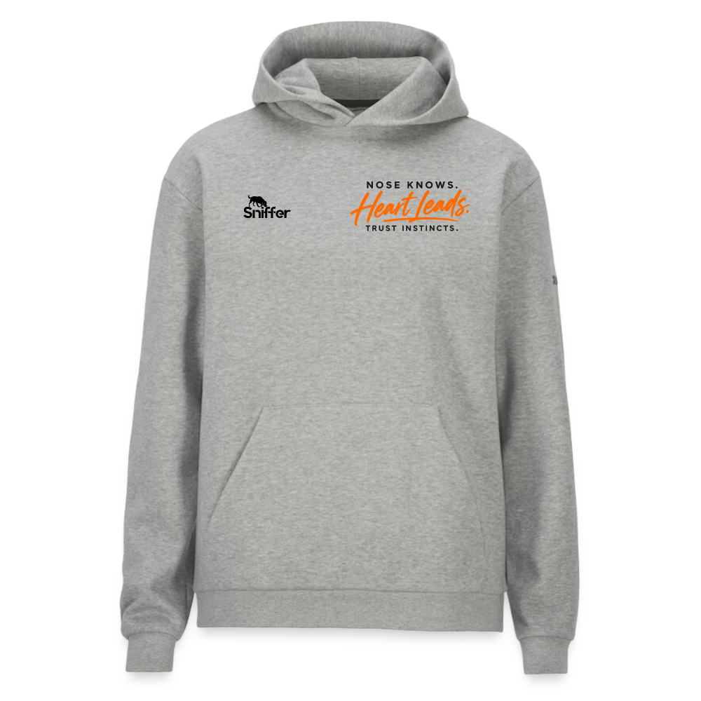 Sniffer DOGWALK Craft-Hoodie "NOSE KNOWS. HEART LEADS. TRUST INSTINCTS." UNISEX edition - Grau meliert