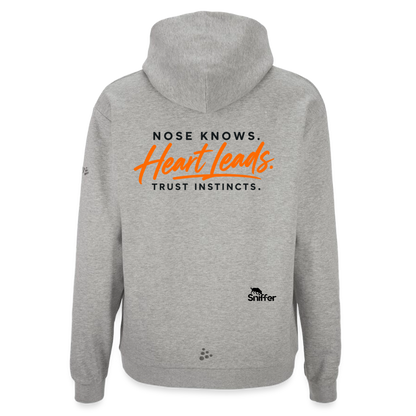 Sniffer DOGWALK Craft-Hoodie "NOSE KNOWS. HEART LEADS. TRUST INSTINCTS." UNISEX edition - Grau meliert