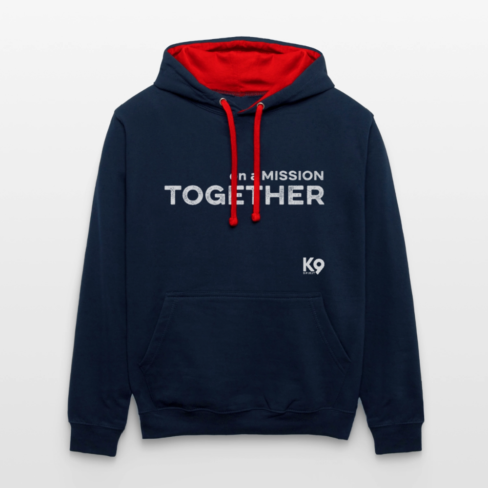 K9 Bicolor-Hoodie "on a MISSION TOGETHER" - Navy/Rot