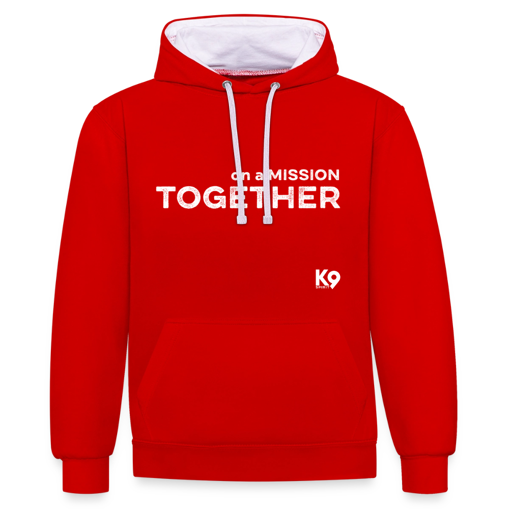 K9 Bicolor-Hoodie "on a MISSION TOGETHER" - Rot/Weiß