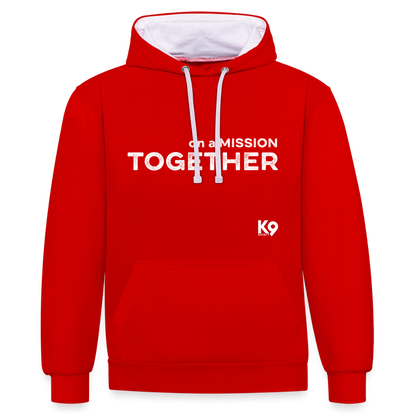 K9 Bicolor-Hoodie "on a MISSION TOGETHER" - Rot/Weiß