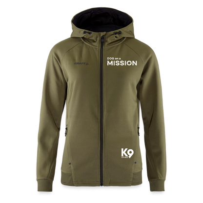 K9 Craft-Hoodyjacket "DOG on a MISSION" - Khaki Grün