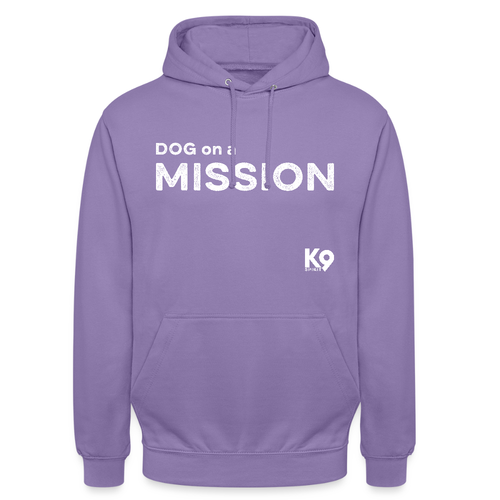 K9 Casual-Hoodie "DOG on a MISSION" - Lavendel