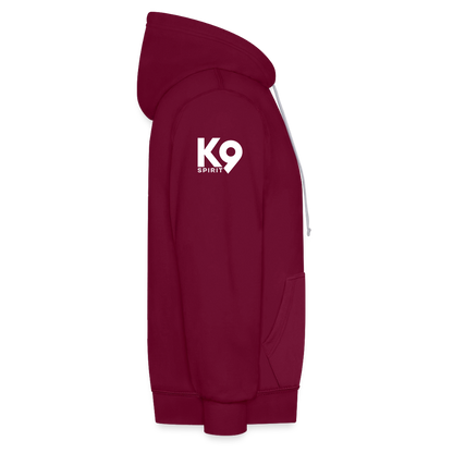 K9 Bicolor-Hoodie "DOG on a MISSION" - Weinrot/Anthrazit