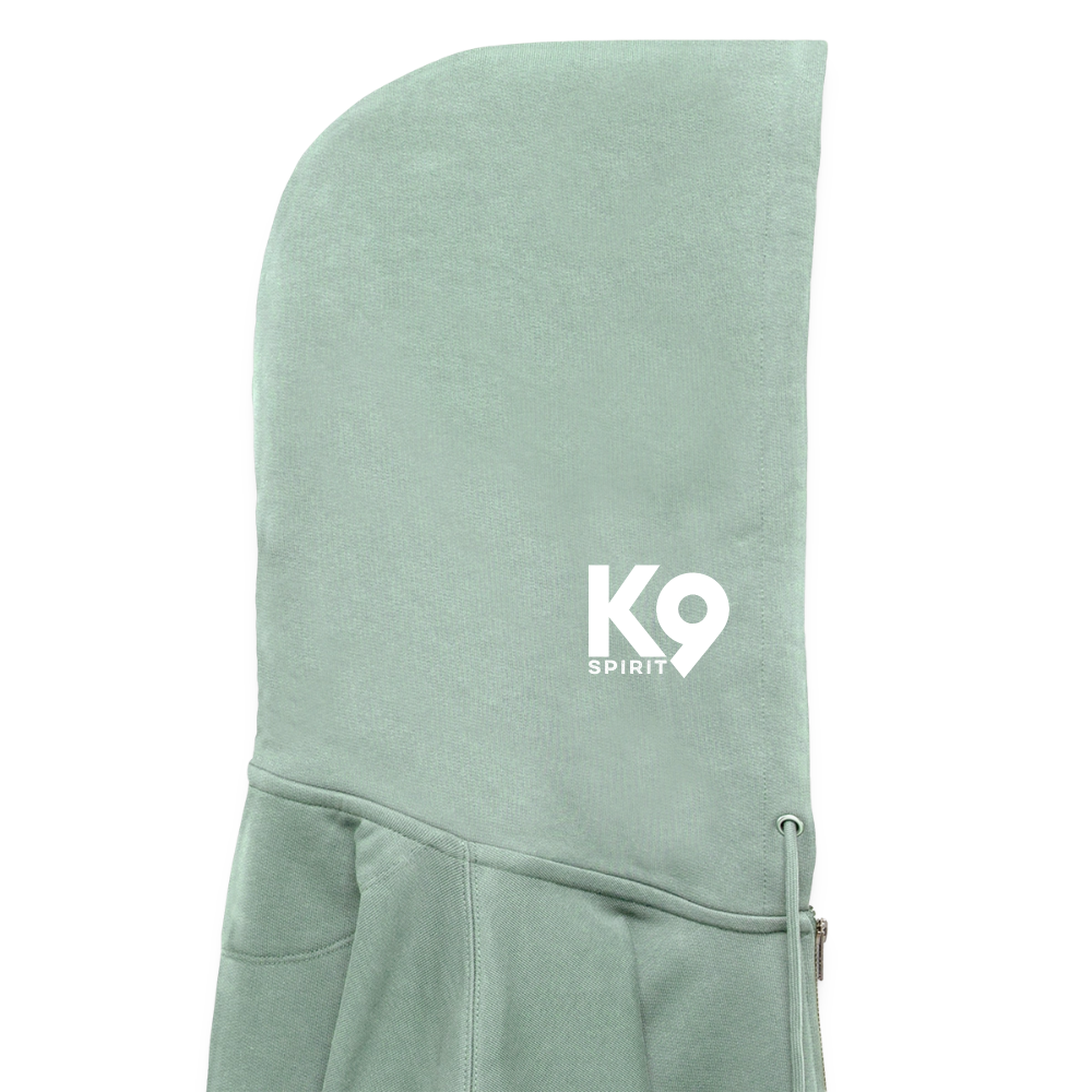 K9 Organic-Hoodyjacket "DOG on a MISSION" - Helles Graugrün