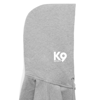 K9 Organic-Hoodyjacket "DOG on a MISSION" - Grau meliert