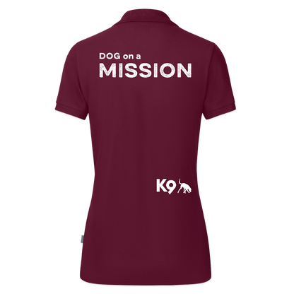K9 ORGANIC Polo-Shirt "on a MISSION TOGETHER" WOMEN edition - Weinrot