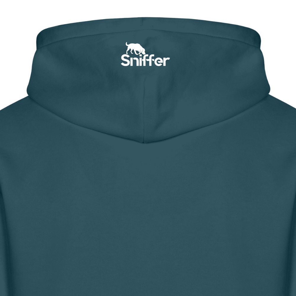 Sniffer ORGANIC  Premium-Hoodie „BORN to track“  UNISEX edition - Dunkles Petrol