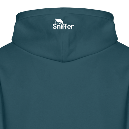 Sniffer ORGANIC  Premium-Hoodie „BORN to track“  UNISEX edition - Dunkles Petrol