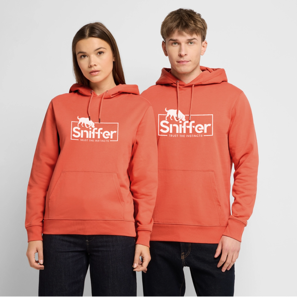 Sniffer ORGANIC  Premium-Hoodie „BORN to track“  UNISEX edition - Hellrot